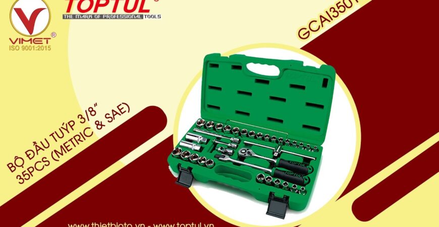 TOPTUL VIỆT NAM Bộ đầu tuýp 38 35 chi tiết (hộp nhựa) (METRIC & SAE)