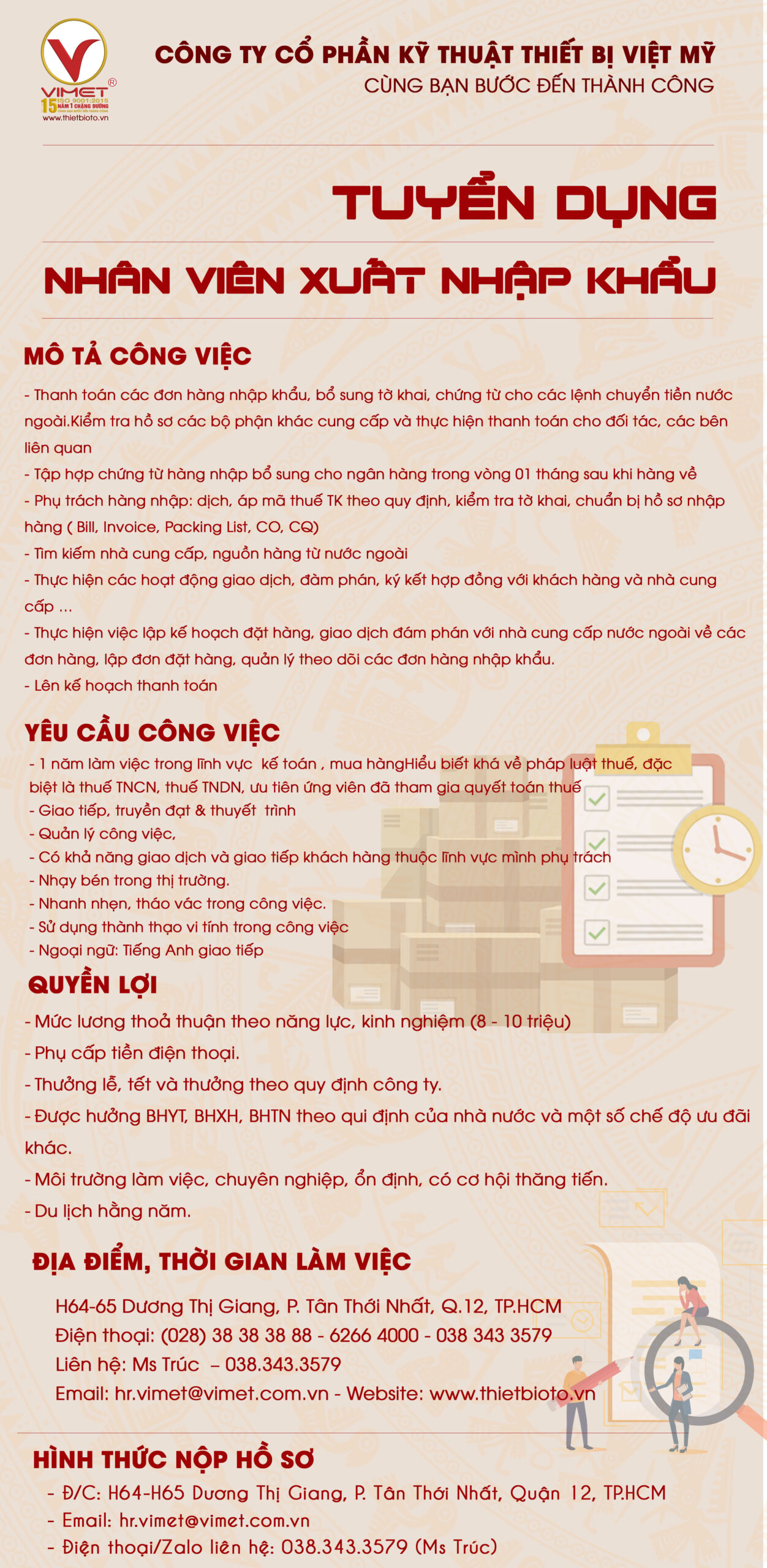 VỊ TRÍ NHÂN VIÊN XUẤT NHẬP KHẨU