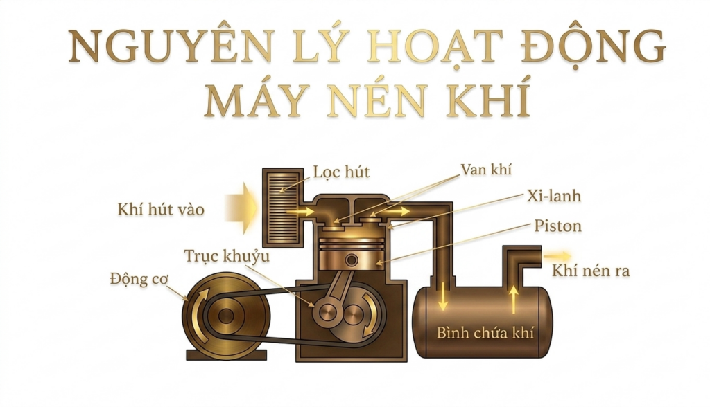 nguyên lý hoạt động của máy nén khí